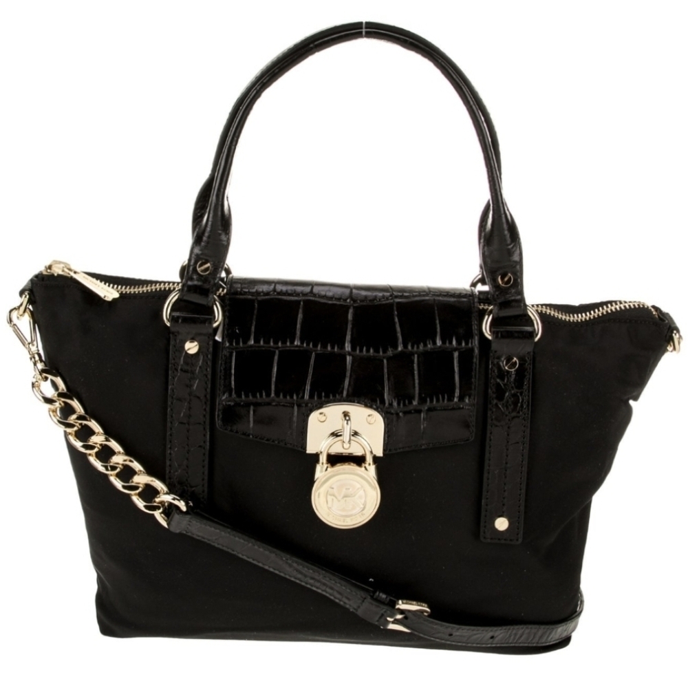NWT Michael Kors Black Shoulder Bag & Gold Accents - Picture 2 of 9